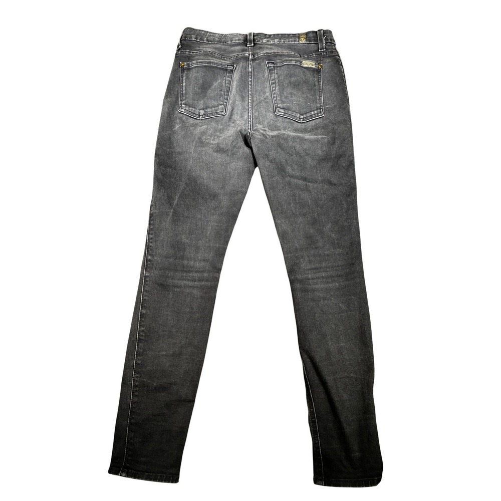 7 For All Mankind Jeans Womens size 10 Black High Rise Ankle Faded Stretch Edgy - Picture 2 of 5